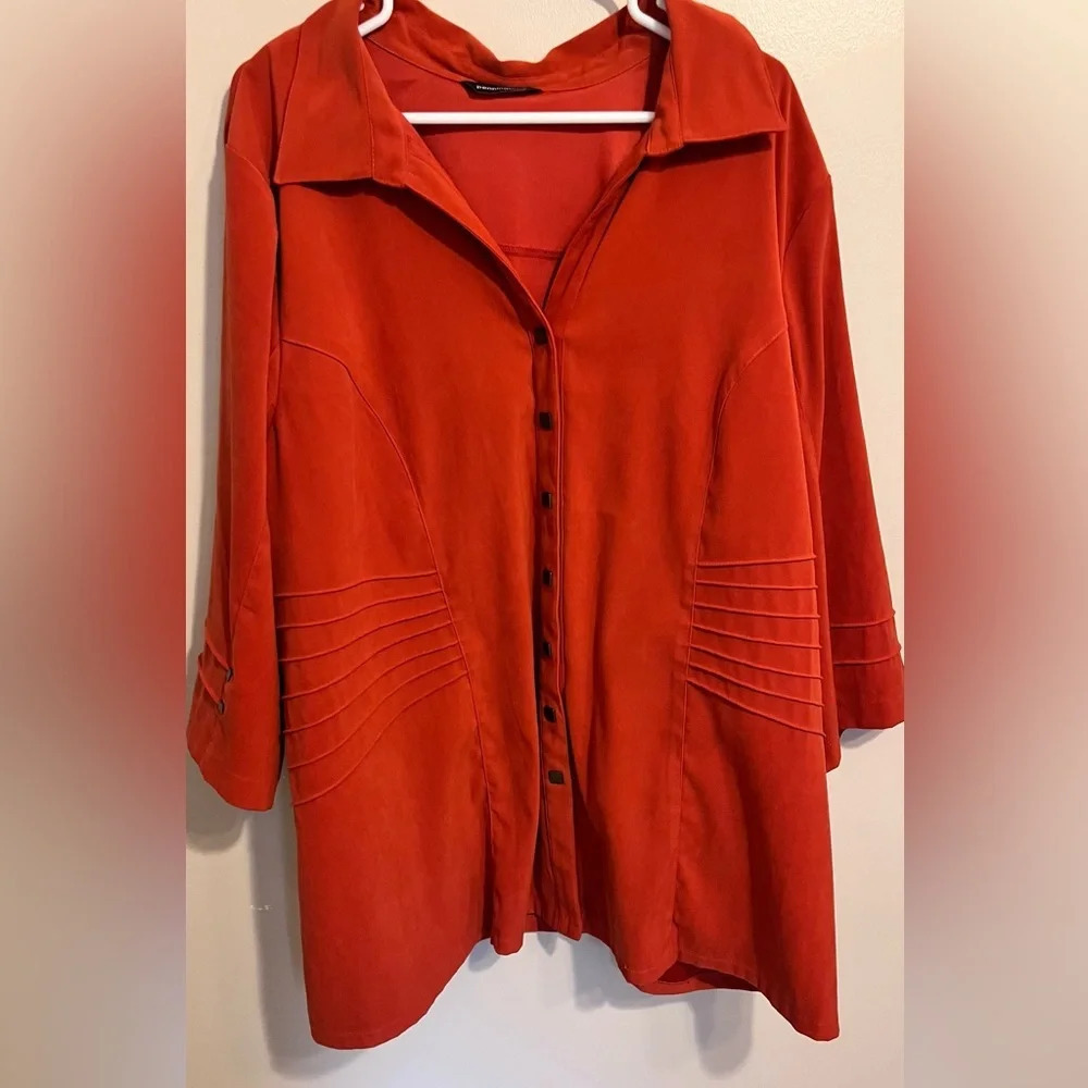 Pennington’s Orange Button  Up